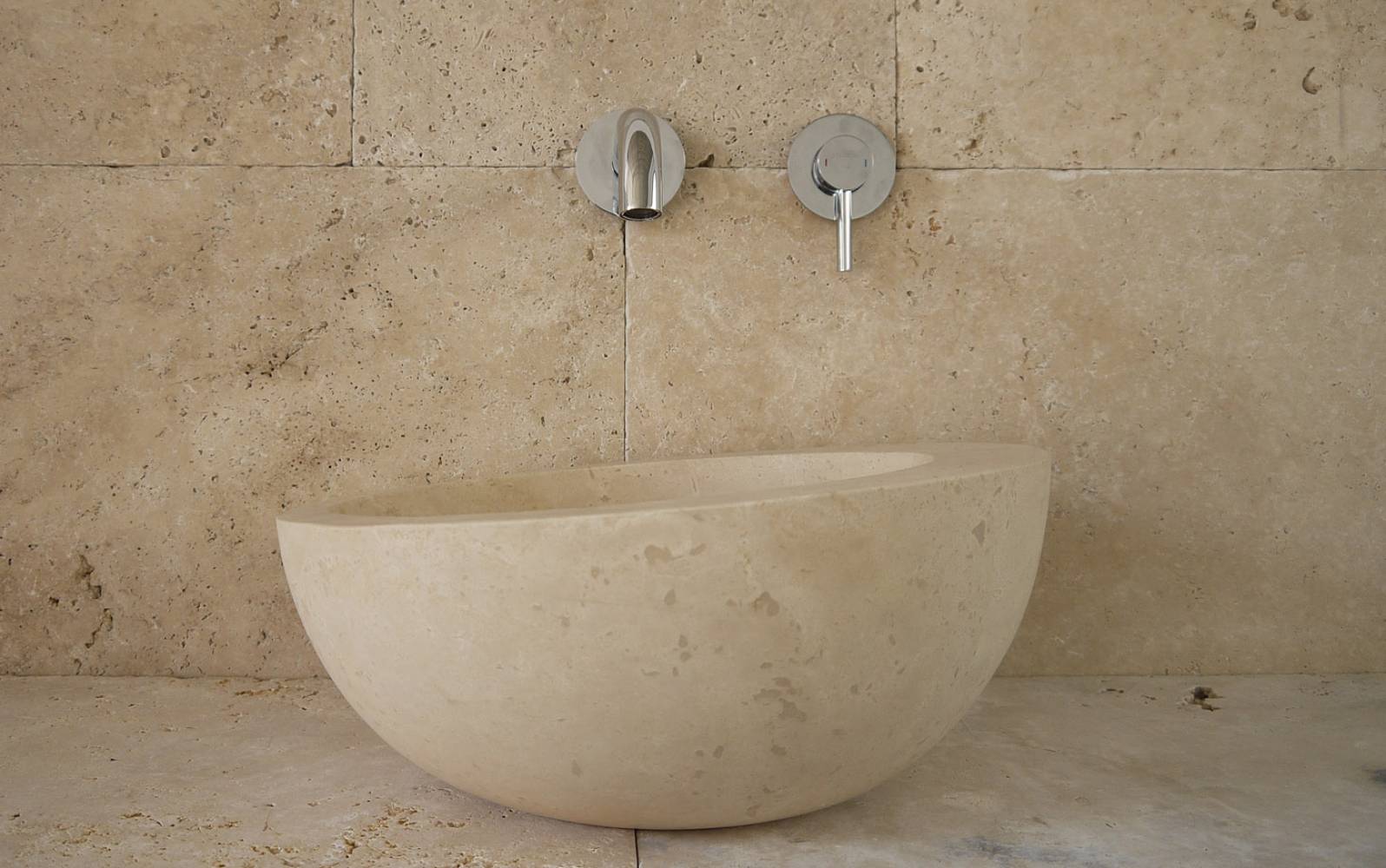 Aufsatzwaschbecken Naturstein Modell Lapila Travertin beige