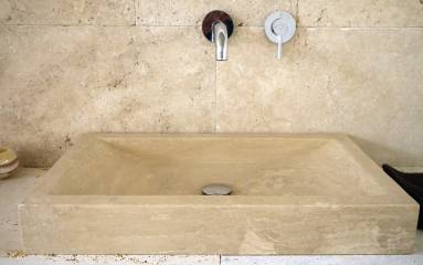 Waschbecken Stein Naturstein Travertin Modell Chimera gro�