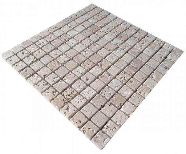 Travertin Fliesen Natursteinmosaik beige getrommelt