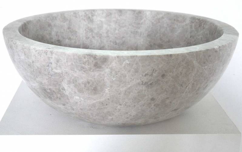 Marmor Waschbecken �Tundra�, grau und rund
