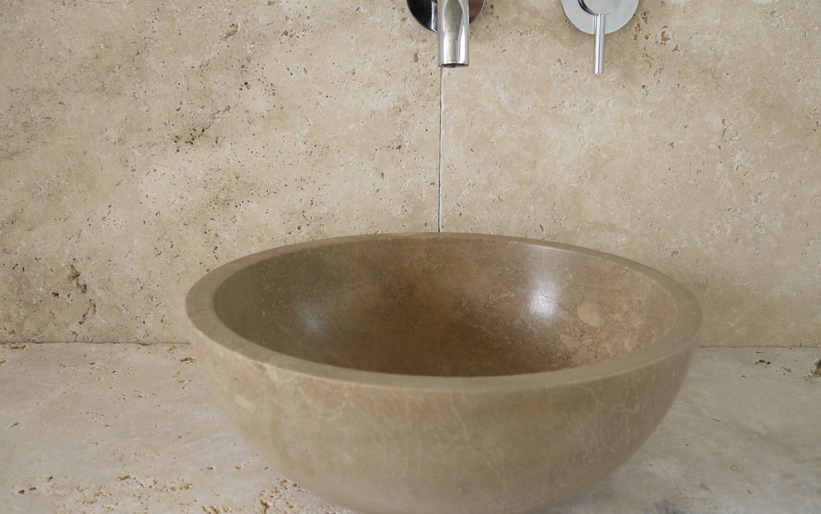 Naturstein Waschbecken Travertin Noce Nussbraun Modell Vessel