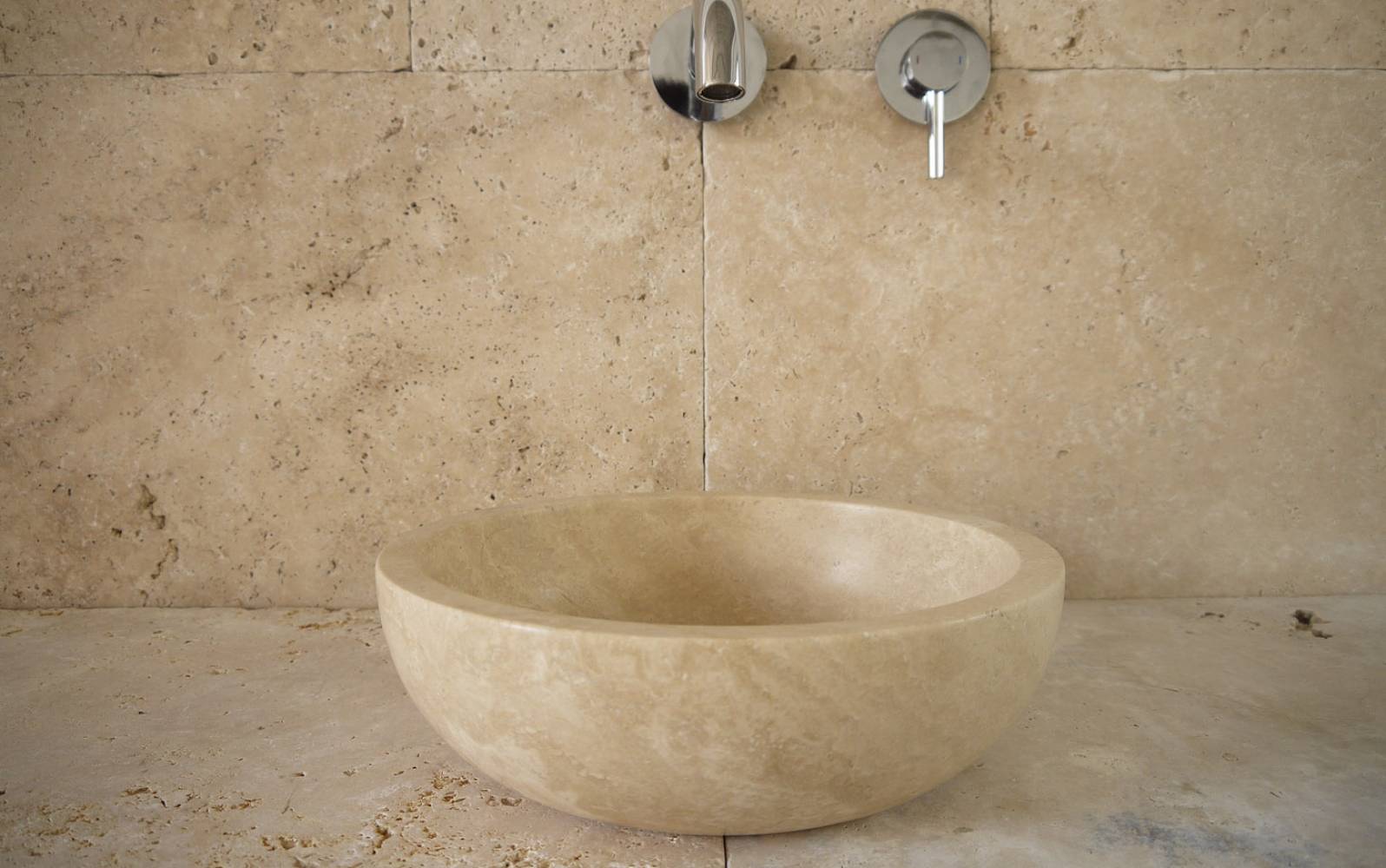 Natursteinwaschbecken Travertin beige Modell Vessel klein