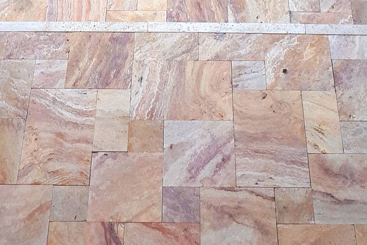 Travertinplatten Scabas-Terrassenboden rot-gelb kaufen